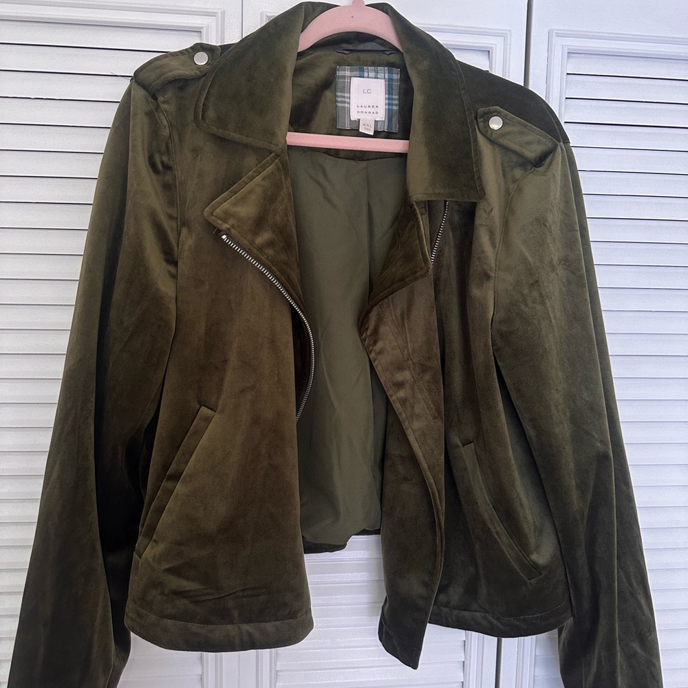 LC Lauren Conrad Velvet Biker Jacket